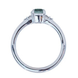 0.90ct Round Steely Blue Green Montana Sapphire and Princess Cut Diamond Rapids Low Profile Ring in 14k White Gold