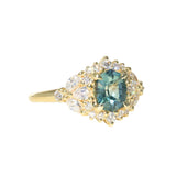 1.22ct Madagascar Geo Oval Sapphire and Diamond Floral Halo in 18k Yellow Gold