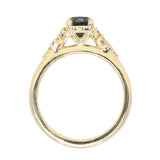 1.26ct Untreated Nigerian Oval Teal Blue Sapphire and Diamond Starry Night Stackable Solitaire in 18k Yellow Gold