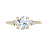1.12ct Genuine Old European Cut Diamond and Princess Cut Diamond Rapids Low Profile Ring in 14k Yellow Gold
