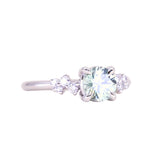 1.12ct Round Silvery Light Blue Montana Sapphire and Diamond Starry Night Low Profile Solitaire in 14k White Gold