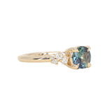 0.88ct Round Madagascar Sapphire and Diamond Starry Night Low Profile Solitaire in 14k Yellow Gold