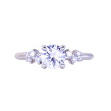 0.83ct White Ceylon Sapphire and Diamond Starry Night Low Profile Solitaire in 14k White Gold