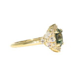 1.22ct Madagascar Geo Oval Sapphire and Diamond Floral Halo in 18k Yellow Gold