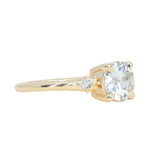 1.12ct Genuine Old European Cut Diamond and Princess Cut Diamond Rapids Low Profile Ring in 14k Yellow Gold