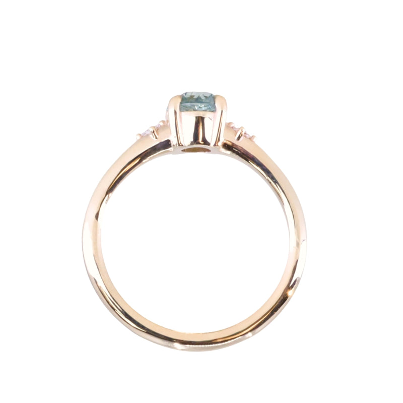 0.80ct Untreated Montana Sapphire and Princess Cut Diamond Rapids Low Profile Ring in 14k Yellow Gold