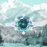 3.41ct Untreated Nigerian Octagon Sapphire Low Profile Six Prong Split Shank Solitaire in 14k White