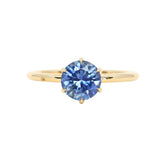 1.37ct Round Precision Cut Ceylon Blue Montana Sapphire Lotus Solitaire in 18k Yellow Gold