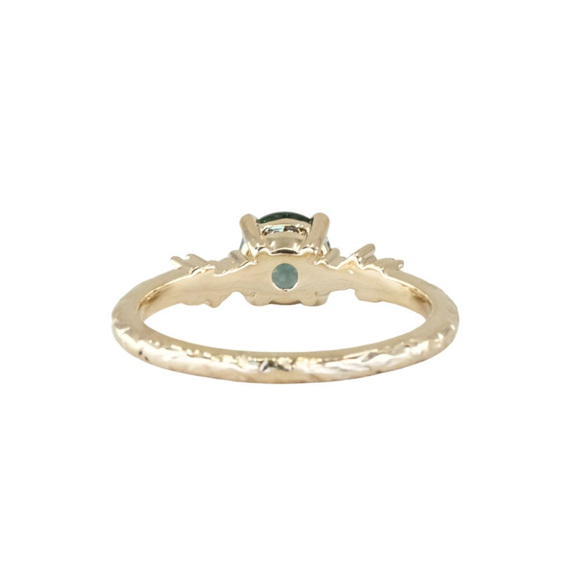 0.95ct Round Color-Shifting Montana Sapphire and Diamond Starry Night Low Profile Solitaire in 14k Yellow Gold