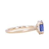 1.81ct Opalescent Oval Blue Sapphire Hidden Halo Solitaire in Satin Finished 14k Yellow Gold