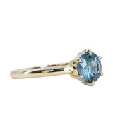 1.35ct Round Blue Montana Sapphire Low Profile 6 Prong Solitaire in 14k Yellow Gold