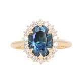 3.04ct Untreated Tanzanian Sapphire Antique-Style Diamond Low Profile Halo Ring in 14k Yellow Gold