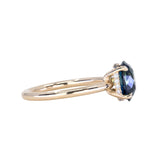 2.32ct Teal Oval Madagascar Sapphire Low Profile Hidden Halo Solitaire in 14k Yellow Gold