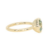 2.57ct Precision Cushion Cut Green Montana Sapphire Scallop Cup Solitaire in 18k Yellow Gold