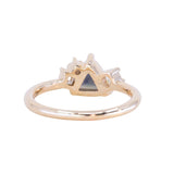 1.04ct Untreated Color Shifting Songean Trillion Sapphire and Antique Diamond Mountainscape Ring in 14k Yellow Gold