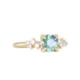1.21ct Unheated Teal Seafoam Green Montana Sapphire and Diamond Starry Night Low Profile Solitaire in 18k Yellow Gold