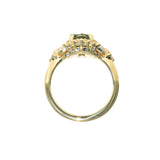 1.22ct Madagascar Geo Oval Sapphire and Diamond Floral Halo in 18k Yellow Gold