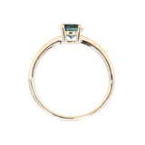 0.77ct Round Australian Parti Green Sapphire Low Profile 4 Prong Solitaire in 14k Yellow Gold