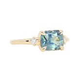 1.97ct East-West Cushion Cut Blue Sapphire and Princess Cut Diamond Rapids Low Profile Ring in 14k Yellow Gold