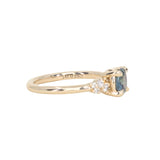 0.88ct Round Madagascar Sapphire and Diamond Starry Night Low Profile Solitaire in 14k Yellow Gold