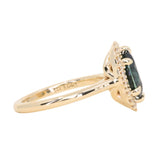 3.04ct Untreated Tanzanian Sapphire Antique-Style Diamond Low Profile Halo Ring in 14k Yellow Gold