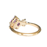 1.79ct Cushion Cut Pink Sapphire and Diamond Cluster Ring in 14k Yellow Gold