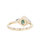 1.29ct Oval Deep Teal Green Australian Sapphire and Trillion Sapphire Antique Low Profile Ring in 14k Yellow Gold