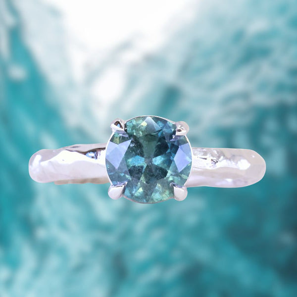 1.39ct Silky Umba Sapphire Four Prong Evergreen Solitaire in Platinum