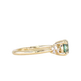 1.21ct Unheated Teal Seafoam Green Montana Sapphire and Diamond Starry Night Low Profile Solitaire in 18k Yellow Gold