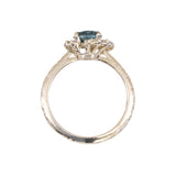 1.29ct Blue Montana Sapphire and Diamond Asymmetrical Cluster Ring in 14k Yellow Gold with Evergreen finish