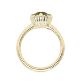 2.57ct Precision Cushion Cut Green Montana Sapphire Scallop Cup Solitaire in 18k Yellow Gold