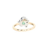 1.79ct Pear Deep Teal Green-Blue Sapphire and Diamond Asymmetrical Cluster Ring in Two Tone 14k Yellow and 14k White Gold