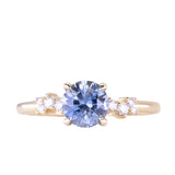 1.36ct Lavender Purple-Blue Montana Sapphire and Diamond Starry Night Low Profile Solitaire in 14k Yellow Gold