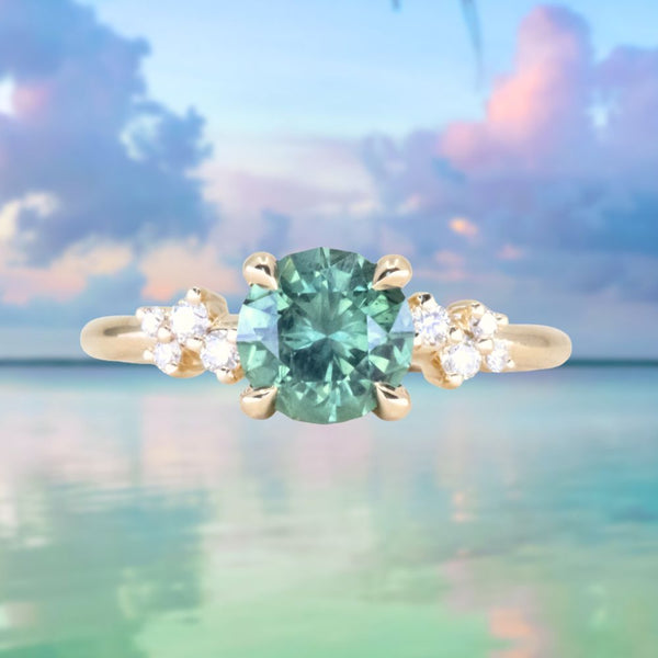 1.43ct Tanzanian Sapphire and Diamond Starry Night Low Profile Solitaire in 14k Yellow Gold