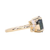 4.42ct Oval Blue Madagascar Sapphire in Wandering Vine Low Profile 4 Prong Setting with Diamonds in 14k Yellow Gold
