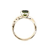 2.37ct Untreated Round Green Madagascar Sapphire Twisted Vine Split Shank Solitaire in 14k Yellow Gold with Diamonds