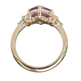 1.79ct Cushion Cut Pink Sapphire and Diamond Cluster Ring in 14k Yellow Gold