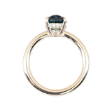 2.32ct Teal Oval Madagascar Sapphire Low Profile Hidden Halo Solitaire in 14k Yellow Gold