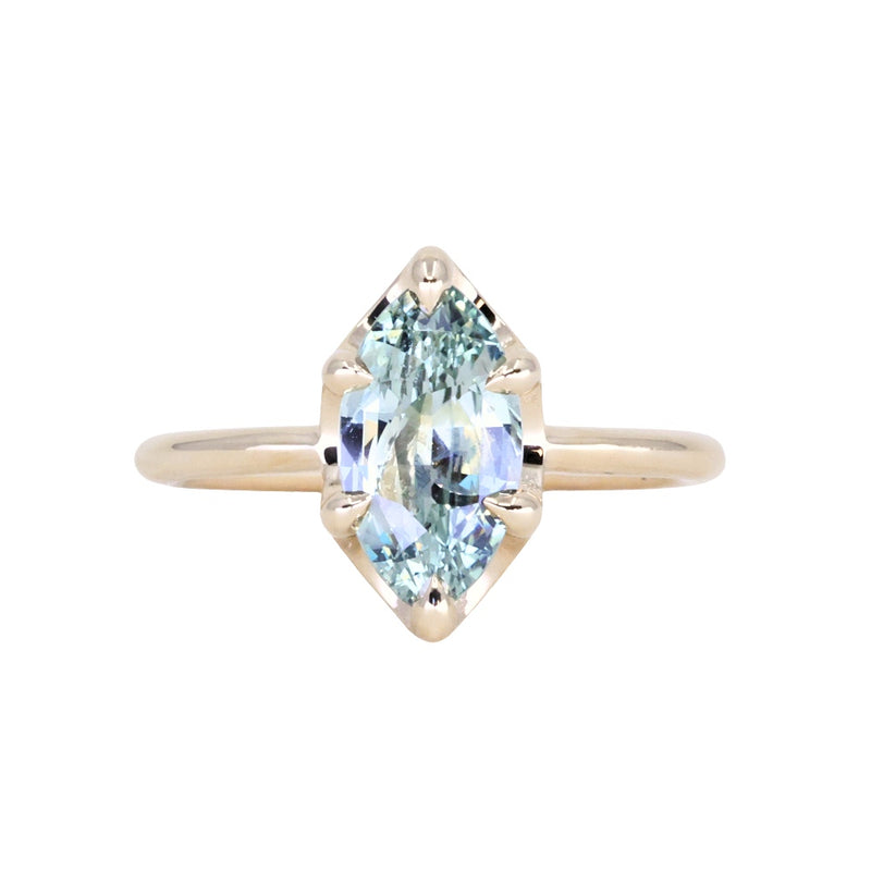 2.07ct Unheated Madagascar Marquise Sapphire Low Profile 6 Prong Solitaire in 14k Yellow Gold