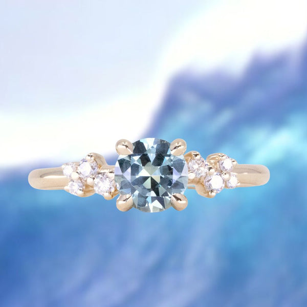 0.93ct Round Color-Shifting Montana Sapphire and Diamond Starry Night Low Profile Solitaire in 14k Yellow Gold