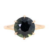 4.77ct Round African Sapphire Six Prong Split Shank Solitaire in 14k Yellow Gold