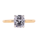 1.68ct Cushion Spinel Low Profile Two-Toned Solitaire Ring in 18K Yellow Gold + Platinum