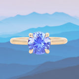 1.60ct Round Blue Untreated Sri Lankan Sapphire Hidden Halo Solitaire in 14k Yellow Gold