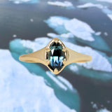 0.95ct Australian Marquise Sapphire Low Profile 4 Prong Signet Solitaire in 14k Yellow Gold