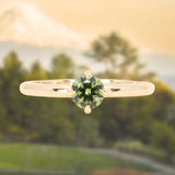 0.67ct Untreated Round Australian Parti Green Sapphire Low Profile Compass Set 4 Prong Solitaire in 14k Yellow Gold