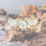 Mixed Shape Natural Diamond Cluster Ring in 18k Yellow Gold