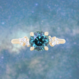 2.15ct Round Madagascar Sapphire and Diamond Starry Night Low Profile Solitaire in 14k Yellow Gold