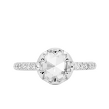 Low Profile Six Prong Solitaire with French Set Diamonds- Setting