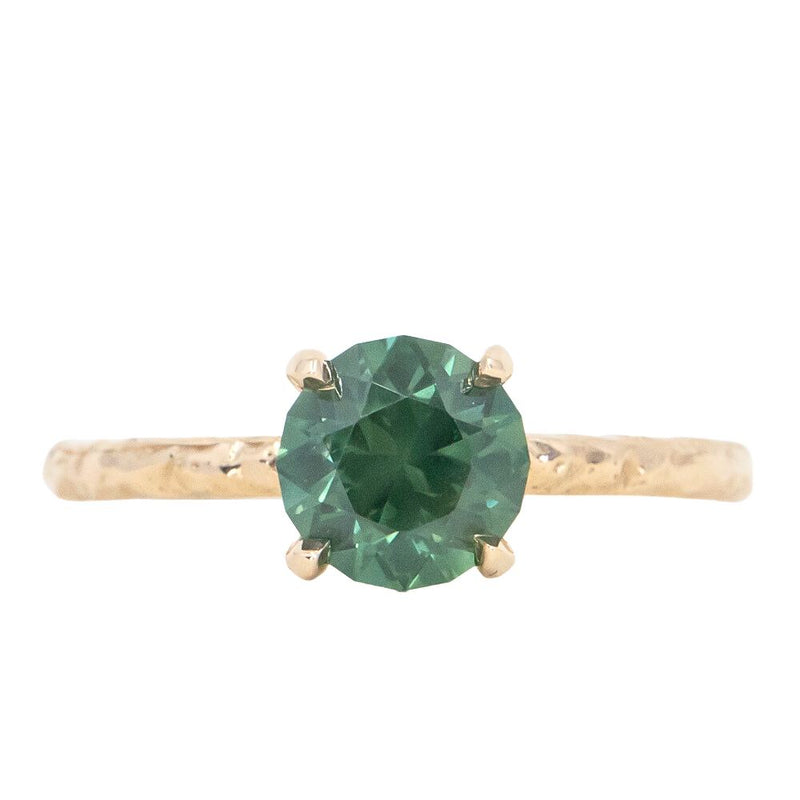1.68ct Round Australian Sapphire Evergreen Carved Solitaire in 14k Yellow Gold