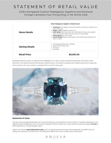 2.03ct Elongated Cushion Madagascar Sapphire and Diamond Vintage Cathedral Four Prong Ring in 14k White Gold